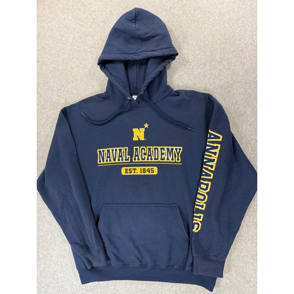 Navy Midshipmen Screened Logo Campus Hoodie Sweatshirt (Men's Large) Blue
